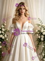 Simple Ivory Satin Spaghetti Straps Wedding Dress