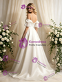 Simple Ivory Satin Spaghetti Straps Wedding Dress