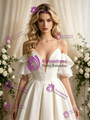 Simple Ivory Satin Spaghetti Straps Wedding Dress