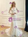 Sexy White Mermaid Long Sleeve Pleats Wedidng Dress
