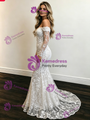 Sexy White Mermaid Lace Long Sleeve Wedding Dress