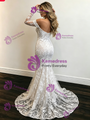Sexy White Mermaid Lace Long Sleeve Wedding Dress