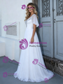 A-line White V-Neck Beading Wedding Dress