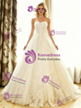 White Tulle Lace Strapless Wedding Dress