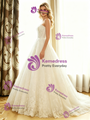 White Tulle Lace Strapless Wedding Dress