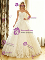 White Tulle Lace Strapless Wedding Dress