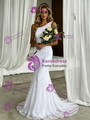 White Mermaid Lace One Shoulder Wedding Dress