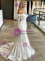 White Mermaid Lace Long Sleeve Wedding Dress