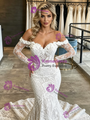 White Mermaid Lace Long Sleeve Wedding Dress