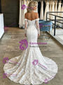 White Mermaid Lace Long Sleeve Wedding Dress