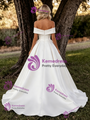 Simple White Satin Off The Shoulder Wedding Dress