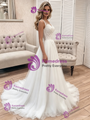 White Tulle Scoop Neck Lace Sleeveless Wedding Dress