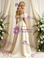 Sexy Ivory Satin Straps Beading Wedding Dress