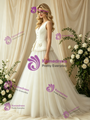A-Line Ivory V-Neck Flower Wedding Dress