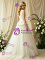 A-Line Ivory V-Neck Flower Wedding Dress