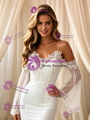 White Mermaid Straps Long Sleeve Wedding Dress