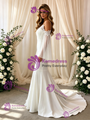 White Mermaid Straps Long Sleeve Wedding Dress