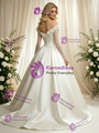 Fashion Ivory Satin Long Sleeve Flower Wedding Dress