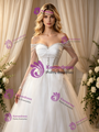 White Tulle Straps Beading Wedding Dress