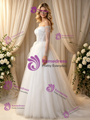White Tulle Straps Beading Wedding Dress