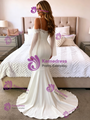 White Mermaid Straps Lace Long Sleeve Wedding Dress