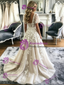 A-Line Tulle Appliques Straps Wedidng Dress
