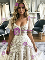 A-Line Tulle Appliques Straps Wedidng Dress