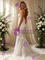 Sexy White Mermaid Lace Spaghetti Straps Wedding Dress