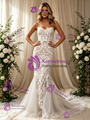 Sexy White Mermaid Lace Spaghetti Straps Wedding Dress