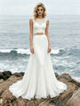 Simple White Two Piece Lace Wedding Dress