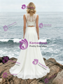 Simple White Two Piece Lace Wedding Dress