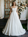 Simple White Satin Straps Sleeveless Wedding Dress