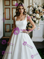 Simple White Satin Straps Sleeveless Wedding Dress