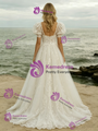 White Tulle Lace Puff Sleeve Wedding Dress