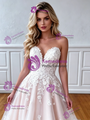 Champagne Tulle Appliques Strapless Wedding Dress