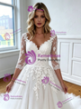 White Tulle Short Sleeve Appliques Wedding Dress