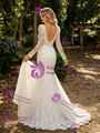 White Mermaid Lace Long Sleeve Wedding Dress
