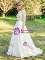 White Lace Long Sleeve Wedding Dress