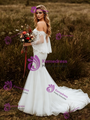 Sexy White Mermaid Tulle Appliques Wedding Dress