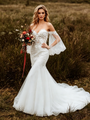 Sexy White Mermaid Tulle Appliques Wedding Dress