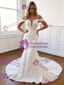 White Mermaid Straps Lace Appliques Wedding Dress
