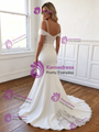 White Mermaid Straps Lace Appliques Wedding Dress