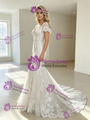 White Mermaid Tulle Appliques Long Sleeve Wedding Dress