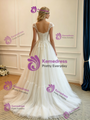 A-Line White Tulle Straps Lace Wedding Dress
