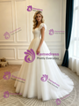Simple White Tulle Straps Wedding Dress