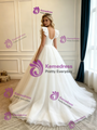 Simple White Tulle Straps Wedding Dress