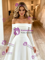 White Long Sleeve Off The Shoulder Wedding Dress
