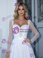 White Sequins Long Sleeve Wedding Dress