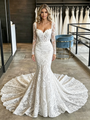 White Mermaid Lace Long Sleve Square Neck Wedding Dress