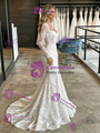 White Mermaid Lace Long Sleve Square Neck Wedding Dress